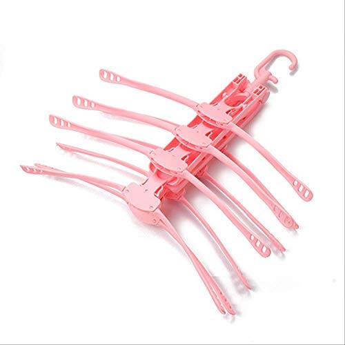 KIPB 8 Fish Bones Foldable Clothes Dryer Drying Clothing Rack Hangers for Tumble Kids Outdoor Hanging Laundry Stand Telescopic Pink