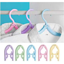 10PC Random Color Portable Travel Clothes Hanger Folding Hangers Space Saving Travel Laundry Supplies