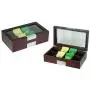 TimelyBuys 8 Compartment Cherry Wood Tea Boxes Storage Organizer Chest Boxes Gourmet Tea Coffee Glass Top Display Lid