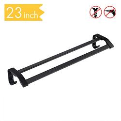 KES Double Towel Bar 23-Inch Aluminum Bathroom Towel Rail Holder with Hooks Storage Organizer Drill Free/Wall Mount with Screws Anodized Black, BTH401S60DG-BK