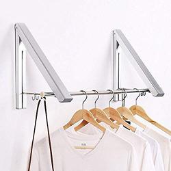 LANRCYO SRHOME Indoor/Outdoor Wall Mounted Folding Clothes Drying Rack- Clothes Hanger -Aluminum Folding Clothes Hanger Hanging on Bathroom,Bedroom Balcony and Laundry,Home Storage Organizer (2 Pack)