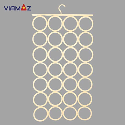 VIAMAZ Scarf and Tie Hanger 28 Rings, Closet Organizer Hanger Space Saving Scarf Hanger Organizer Holder for Glasses Belts Socks Scarves Clothes Hijab Bra | Travel Accessories Hotel Home Décor Gift