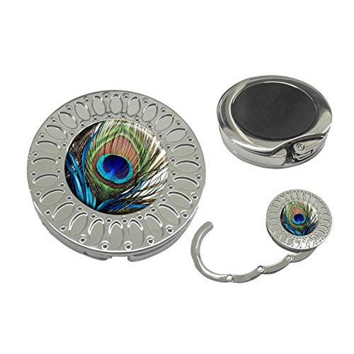 Sonva Purse Hanger Folding Handbag Hook - Peacock Feathers Table Hook Folding Bag Desk Hanger Foldable Holder