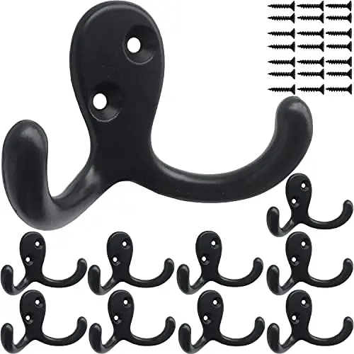 10Pcs Coat Hooks Hardware Wall Hooks Heavy Duty Hooks for Hanging Coats Double No Rust Hooks Wall Mounted for Key, Towel, Bags, Cup, Hat 10Pcs Coat Hooks Hardware Wall Hooks Heavy Duty Hooks for Hanging Coats Double No Rust Hooks Wall Mounted for Key, Towel, Bags, Cup, Hat