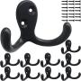 10Pcs Coat Hooks Hardware Wall Hooks Heavy Duty Hooks for Hanging Coats Double No Rust Hooks Wall Mounted for Key, Towel, Bags, Cup, Hat