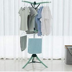 QFFL 3-Arm Ironing Tidy & Airer, Clothes Airer Dryer Silver/Blue Hangers (Color : Blue)