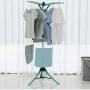 QFFL 3-Arm Ironing Tidy & Airer, Clothes Airer Dryer Silver/Blue Hangers (Color : Blue)