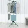 QFFL 3-Arm Ironing Tidy & Airer, Clothes Airer Dryer Silver/Blue Hangers (Color : Blue)