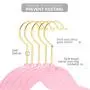 MIZGI Premium Kids Velvet Hangers (Pack of 50) with Gold Hooks,Space Saving Ultra Thin,Non Slip Hangers use for Childrens Skirt Dress Pants,Clothes Hangers by (Pink)