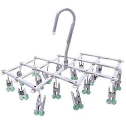 qinglele Drying Hanger,Hanging Drying Rack,Drip Hanger Stainless Steel with 18 Pegs for Laundry Underwear Socks Bra Panty,Quickly Remove Clothes from Hanger,Windproof,Folding Portable,Green