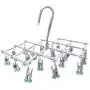 qinglele Drying Hanger,Hanging Drying Rack,Drip Hanger Stainless Steel with 18 Pegs for Laundry Underwear Socks Bra Panty,Quickly Remove Clothes from Hanger,Windproof,Folding Portable,Green