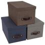 Bigso Silvia Canvas Fiberboard Organizational Storage Box, 5.9 x 6.5 x 11.6 in, Grey