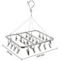 ASPERFFORT Stainless Steel Laundry Drying Rack with 26 Clips,Drip Hanger with Metal Clothespins for Drying Socks,Bras,Underware,Baby Clothes,Socks Clother Hanger