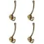 Tiazza 4Pcs Antique Solid Brass Clothes Hooks Entryway Coat Hooks Scarf and Jacket Hangers Perfect Bath Towel Heavy Hooks (Gold)