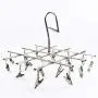 UKSAT Stainless Steel Laundry Drying Rack, Rotary Wind-Proof Clothes Airer Hanger Sock Dryers 20 Clips Laundry Clothesline Pegs Hook for Socks, Underwear, Bras, Baby Clothes, Gloves(Silver)