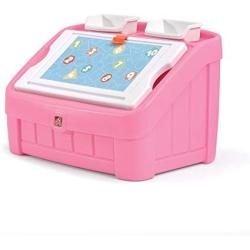 Step2 2-in-1 Toy Boxes & Art Lid | Plastic Toy & Art Storage Container, Pink