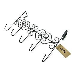 Huji Sturdy Over The Door 5 Hooks Clothes Hanger for Coats Hats Belts Organization Storage for Office or Home (1, Over The Door Hanger)