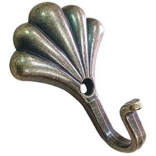 Blockstool Bronze Single Shell Style Iron Coat Robe Hanger Hardware for Dress Clothes Jewelry Towel Hooks, Pack of 6