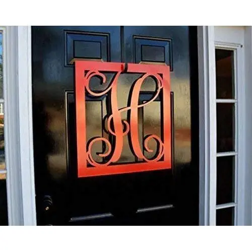 Rectangle Metal Monogram Letter, Monogram Wreath, Door Hanger Monogram, Metal Monogram Letter, Wall Art
