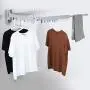 BENOSS Wall Mounted Clothes Drying Rack, Collapsible and Retractable Laundry Garment Hanger for Daily Clothes, Space Saver Hangers, Easy to Install, for Balcony, Laundry, Bathroom and Bedroom (Silver)