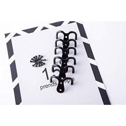 Mini Skater 6 Pcs Black Double Prong Robe Hook Wall Mounted Heavy Duty Retro Cloth Coat Hanger with 12 Pcs Screws for Bath Kitchen Bedroom Garage