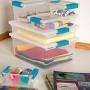 STERILITE 19698606 Mini Clip Storage Boxes Clear with Blue Aquarium Latches 12 Pack free Microfiber towel