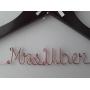 Wedding Hanger, One Line Personalized wedding hanger, Brides Hanger, Personalized Bridal Gift, Wedding Dress Hanger, Bridesmaid, With Ivory Bow, Rhinestone, Pearls, Rose Gold.