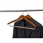 Quality Hangers 10 Curved Wooden Hangers Beautiful Sturdy Suit Coat Hangers with Locking Bar Gold Hooks Walnut Finish (10)