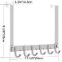 SKOLOO Over The Door Hook Rack, Stainless Steel Over Door Hook - 6 Coats Hooks, Back of Door Hook Over Door Hangers for Hanging Clothes, Coat, Towel, Robes, Purse, Silver