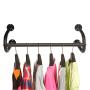 MyGift Modern Black Metal Wall Mounted Bathroom & Bedroom Hanging Towel Bar/Clothing Rod Rack