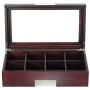 TimelyBuys 8 Compartment Cherry Wood Tea Boxes Storage Organizer Chest Boxes Gourmet Tea Coffee Glass Top Display Lid