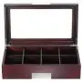 TimelyBuys 8 Compartment Cherry Wood Tea Boxes Storage Organizer Chest Boxes Gourmet Tea Coffee Glass Top Display Lid