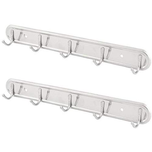 uxcell Bedroom Washroom Wall Mounted 5 Hooks Towel Hat Coat Hanger Rack 2PCS