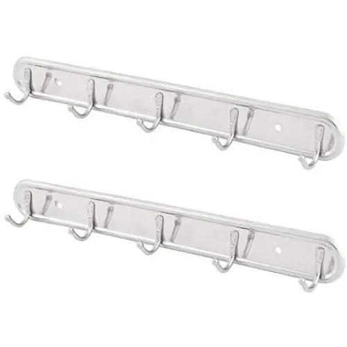 uxcell Bedroom Washroom Wall Mounted 5 Hooks Towel Hat Coat Hanger Rack 2PCS uxcell Bedroom Washroom Wall Mounted 5 Hooks Towel Hat Coat Hanger Rack 2PCS