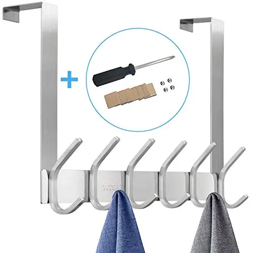 1 PCS Over The Door Hanger Hook, Stainless Steel Heavy Duty Organizer Hooks Hanger, 12 Hooks Rack for Heavy Coat, Big Bags, Towel, Robe 1 PCS Over The Door Hanger Hook, Stainless Steel Heavy Duty Organizer Hooks Hanger, 12 Hooks Rack for Heavy Coat, Big Bags, Towel, Robe