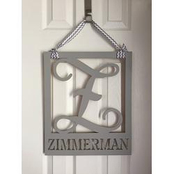 Family Monogram Door Hanger - Last Name Door Hanging - Wood Square Door Hanger - Wedding Gift - Housewarming Gift - Wooden Door Decor