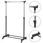 1pcs Adjustable Rolling Clothes Hanger Coat Rack Floor Hanger Storage Wardrobe Clothing Drying Racks with Shoe Rack