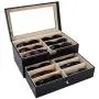 AUTOARK Leather 12 Piece Eyeglasses Storage and Sunglass Glasses Display Drawer Lockable Case Organizer,Black,AW-023 AUTOARK Leather 12 Piece Eyeglasses Storage and Sunglass Glasses Display Drawer Lockable Case Organizer,Black,AW-023