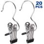 STARVAST 20 Pcs Laundry Hanging Hooks Boot Hanging Hold Clips, Portable Stainless Steel Boot Hangers Hanging Clothes Pins for Closet Travel Home