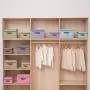 Foldable Storage Bins Storage Cubes Boxes with Lids and Handles Linen Fabric Durable Basket Containers Organizerfor Home, Office, Nursery, Closet, Bedroom, Set of [2-Size]
