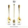 ELA Shop Tea Boxes - Acacia Tea Organizer with Golden Accessories, 2 Gold Colored Teaspoons and Honey Stick Included - Housewarming Gift Idea
