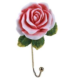 Yevison Rose Hook Lovely Resin Solid Durable Saves Space Coat Hat Robe Towel Hook Hanger Wall Mounted,Rose single hook,6.3 * 7cm Durable and Useful