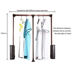 GWXYMJ Coat Rack Wardrobe Lifting Clothes Hanger, Automatic Hangers in The Closet, Pull-Down Adjustable Width Clothes Rail, Telescopic Rod, Damping Buffer Design (Size : 660-890mm)