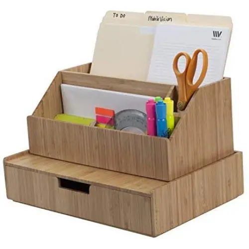 Bamboo Large Drawer Plus Desktop All-in-One Organizer for File Folders, Notepads, Pens, Stationary Items, Small Electronics and More Bamboo Large Drawer Plus Desktop All-in-One Organizer for File Folders, Notepads, Pens, Stationary Items, Small Electronics and More