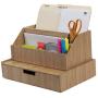 Bamboo Large Drawer Plus Desktop All-in-One Organizer for File Folders, Notepads, Pens, Stationary Items, Small Electronics and More