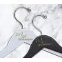Personalized Bridal Hangers, Custom Wedding Hanger with Bow, Wooden Bridesmaid Hangers, Wedding Dress Hanger for Bride and Groom (White, Center Only + Laser Engraving)