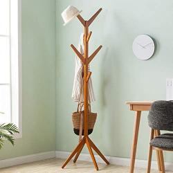 HXGL-Hanger Solid Wood Coat Rack Natural Solid Wood Bedroom Hanger Simple Modern Floor Hanger Clothes Rack (Color : Honey Color)