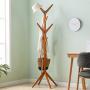HXGL-Hanger Solid Wood Coat Rack Natural Solid Wood Bedroom Hanger Simple Modern Floor Hanger Clothes Rack (Color : Honey Color)