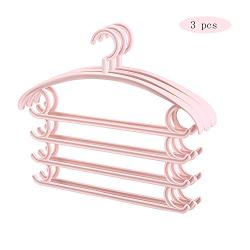HJYPYJ Magic Hanger,Multi-Layer Storage Magical Hangers,Non-Slip Durable Pp Trouser Hangers,Space-Saving Organizer Hangers,Load 1Kg Both Sides of The Hook/Pink / 3 pcs