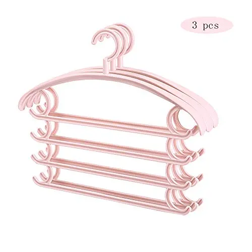 HJYPYJ Magic Hanger,Multi-Layer Storage Magical Hangers,Non-Slip Durable Pp Trouser Hangers,Space-Saving Organizer Hangers,Load 1Kg Both Sides of The Hook/Pink / 3 pcs HJYPYJ Magic Hanger,Multi-Layer Storage Magical Hangers,Non-Slip Durable Pp Trouser Hangers,Space-Saving Organizer Hangers,Load 1Kg Both Sides of The Hook/Pink / 3 pcs
